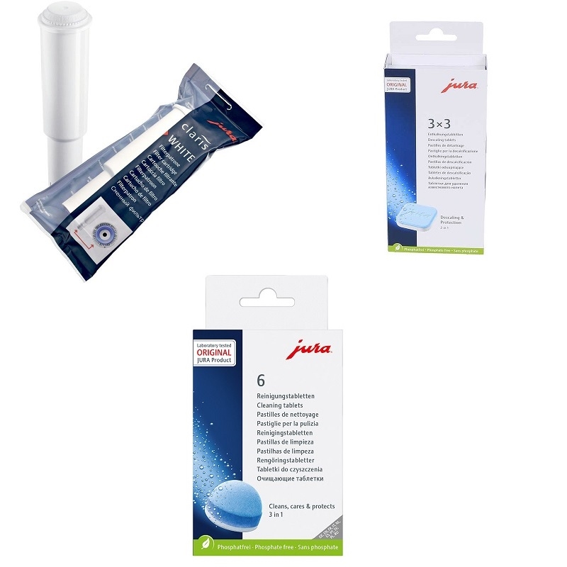 Jura White Water Filter, Cleaning & Descaling Tablet Kit